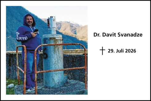 Memorial image of Dr. Davit Svanadze with a photo and date of death: July 29, 2026.